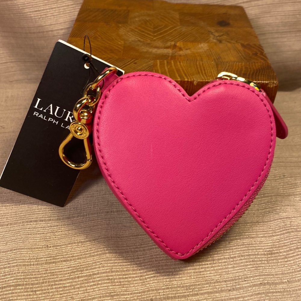Ralph Lauren NWT leather heart keychain/mini wallet